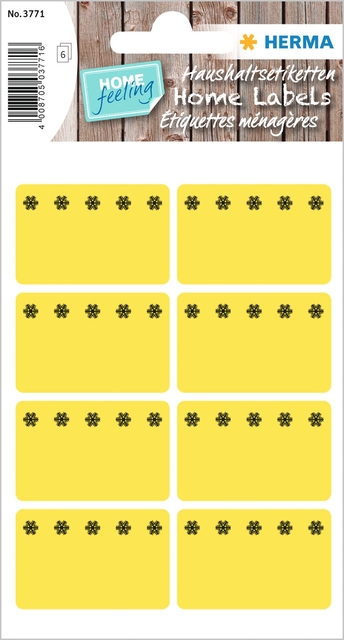 Deep-freeze labels 26x40mm lum. yellow ice crystals 48 pcs.