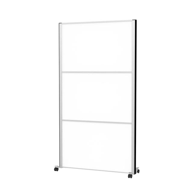 Scheidingswand MAUL akoestiek 100x180 whiteboard alum.frame mobiel