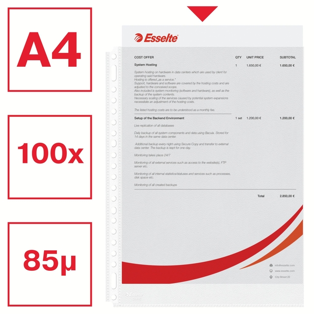 Showtas Esselte 0.08mm 21-gaats A4 mat 100 stuks
