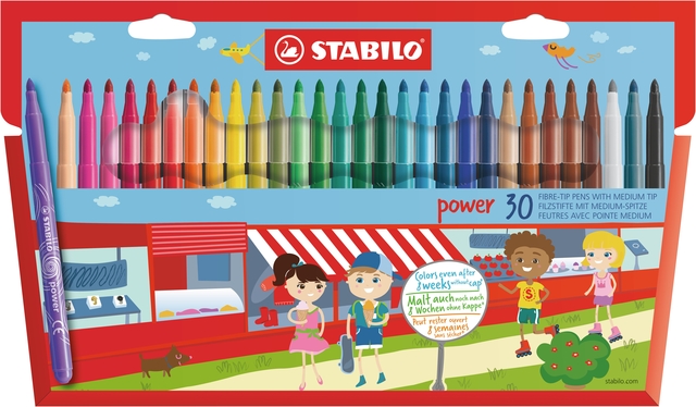 Viltstift STABILO power 280/30 assorti etui à 30 stuk