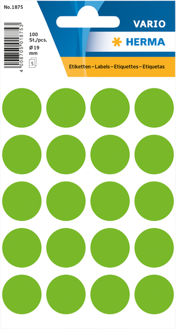Multi-purpose labels ø 19mm green 100 pcs