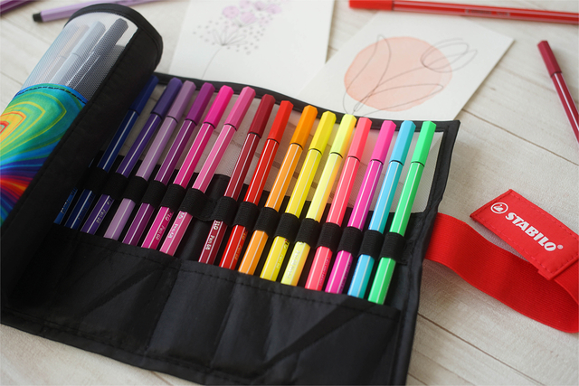 Viltstift STABILO Pen 68/25 Arty roletui medium assorti set à 25 stuk