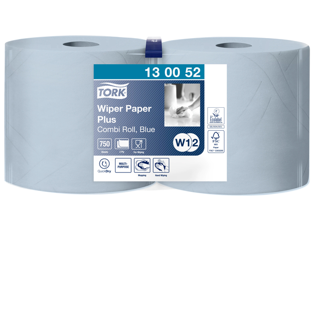 Cleaning paper Tork Wiping Plus Combi W1/2 255m blue 130052