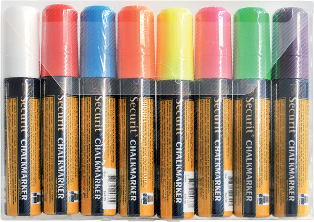 Krijtstift Securit SMA-720 blok ass 7-15mm blister à 8 stuk