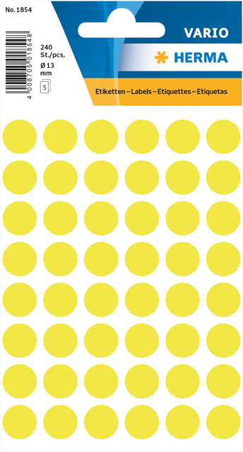 Multi-purpose labels ø 12mm luminous yellow 240 pcs