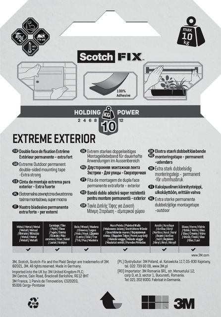 Adhesive tape Scotch Extreme Exterior 19mm x 1.5m double-sided
