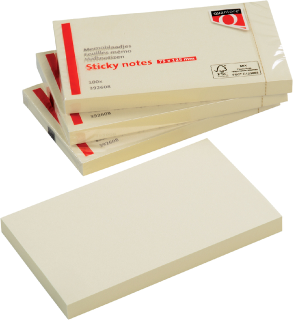 Sticky notes Quantore 76x127mm yellow