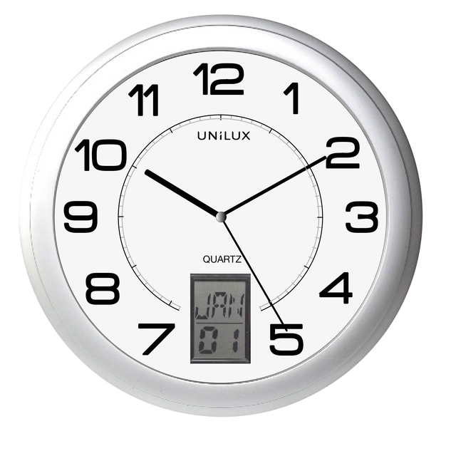 Wall clock Unilux Instinct Ø 30.5cm silver-grey/whit