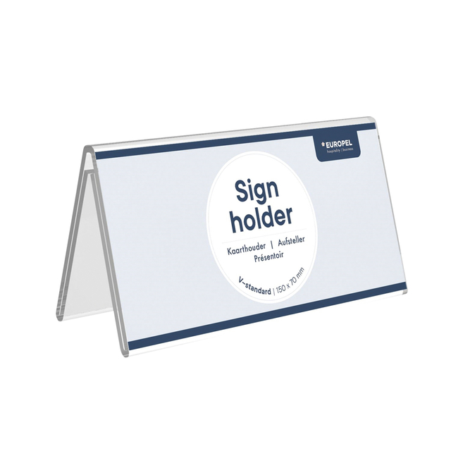 Sign Holder V standard OPUS 2 15x7cm Acrylic