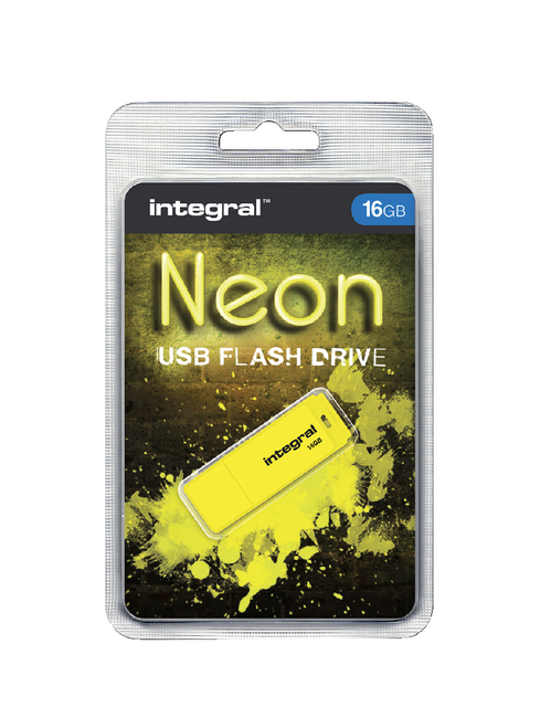 Integral Neon USB Drive 2.0 16GB Yellow