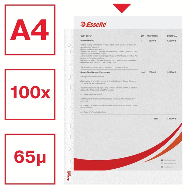 Esselte Pockets Standrd A4 Pk100 23752