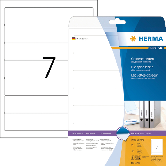 File labels white 192x38 SuperPrint 175 pcs.