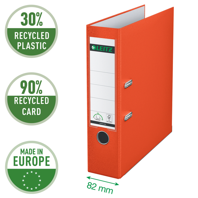 Lever Arch File Leitz  80mm PP A4 light red