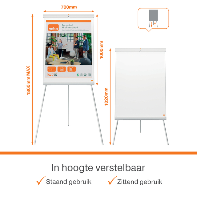 Flipover Nobo Premium Plus staal driepootstatief