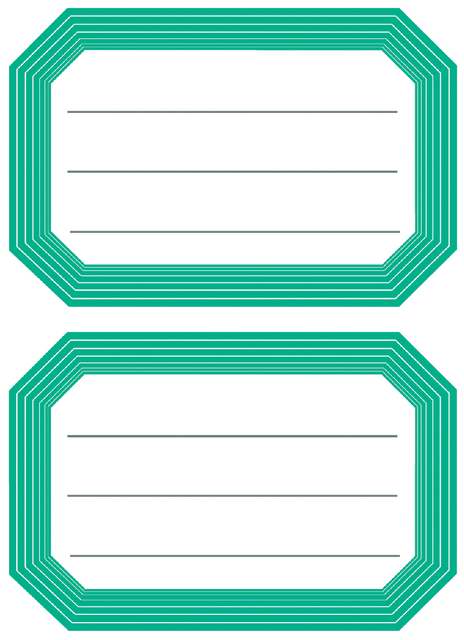 Book labels 82x55mm green frame lined 6 sh.