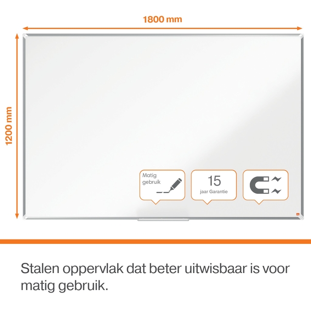 Whiteboard Nobo Premium Plus 120x180cm staal