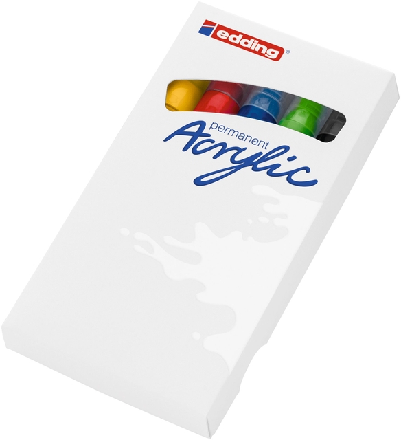 Acrylmarker edding e-5100 medium basis assorti set à 5 stuk