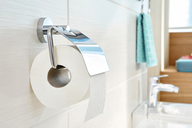 Toiletrolhouder met deksel tesa® Smooz hoogglans verchroomd metaal zelfkleven
