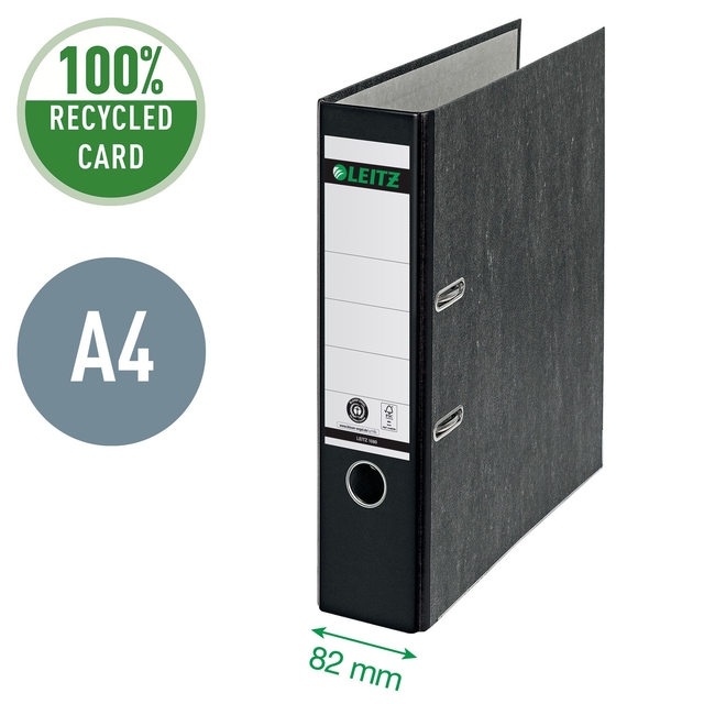 Lever arch file Leitz  Classic Marbled 80mm,100% recycled card black