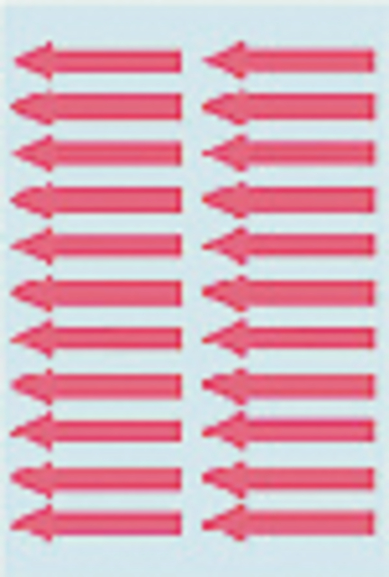 Arrow labels luminous red 38x7mm 88 pcs.
