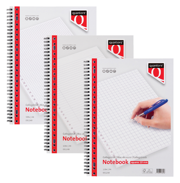 Notebook Quantore A4 23-hole 4 tabs line 100 sheets
