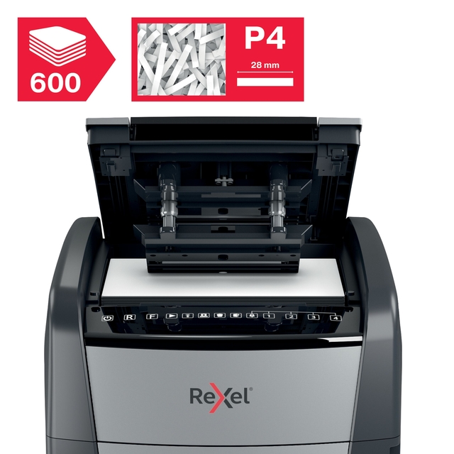 Papiervernietiger Rexel Optimum Auto+ 600X P4 snippers 4x30mm