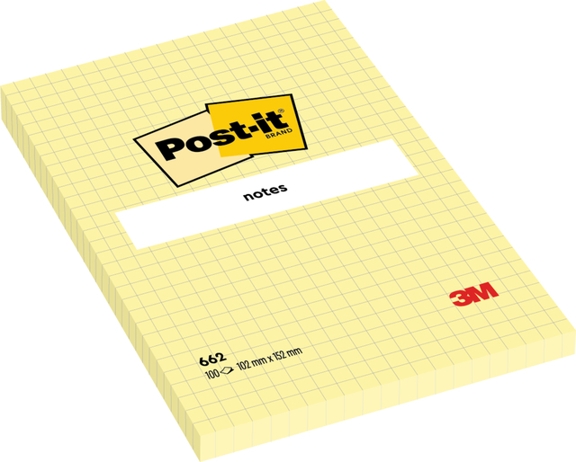 Memo pad Post-it 662 102x152mm squared yellow