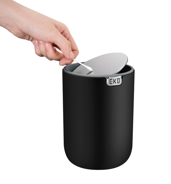 Afvalbak EKO Fandy 2 tafelmodel met swingdeksel 1,5 liter zwart