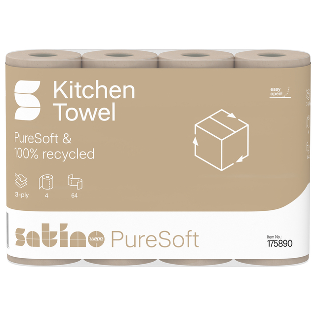 Keukenrol Satino PureSoft 3-laags 4x64 vel naturel 175890