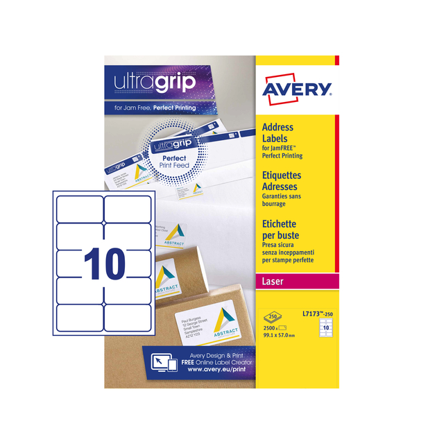 Label Avery L7173-250 99.1x57mm white 2500 labels
