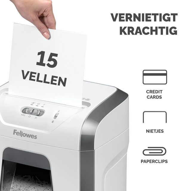 Papiervernietiger Fellowes Powershred 15C snippers 4x40mm wit