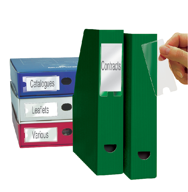 12x 3L adhesive label holders 35x102mm incl. inserts