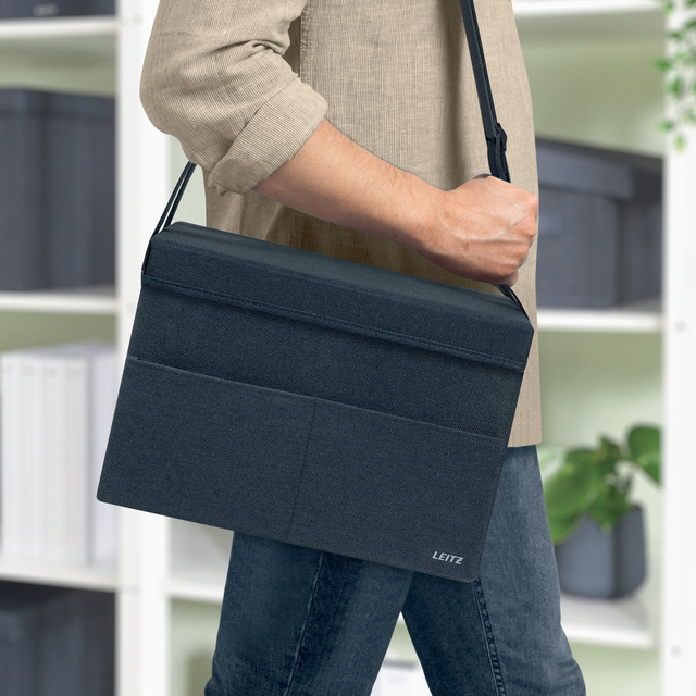 Opbergtas Leitz gestofferd met deksel compact grijs