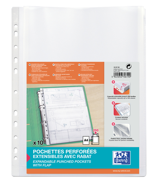 Showtas Oxford A4 PP 200µ glashelder met sluitklep 10 stuk