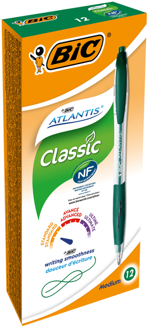 Balpen Bic Atlantis classic grip clic medium groen