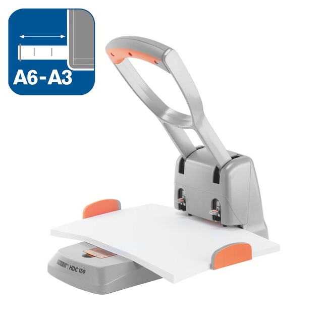 Two-Hole Punch Rapid HDC150/2 Supreme Heavy Duty 150sheet silver/orange