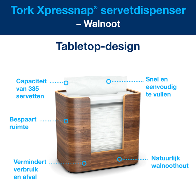 Napkin dispenser Tork Xpressnap® tabletop N4 compact image walnut 27300