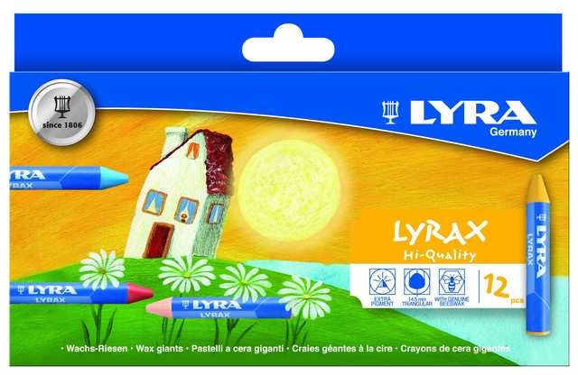 Waskrijt LYRA Lyrax Wax Giants set à 12 kleure