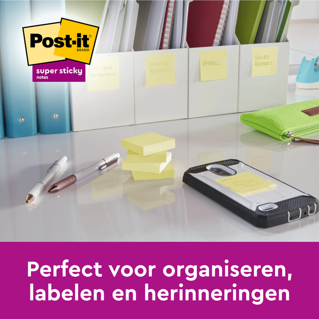 Memo pad Post-it 654 Super Sticky 76x76mm yellow 14+2 free