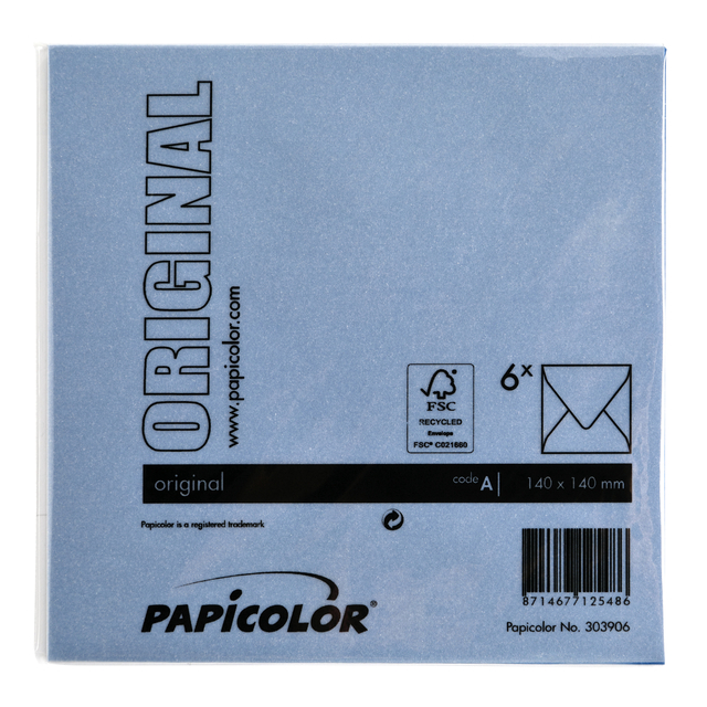 Envelop Papicolor 140x140mm donkerblauw pak à 6 stuks