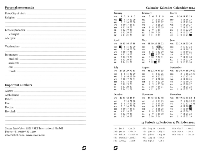 Calendarium 2027 Succes Junior 7dagen/2pagina's