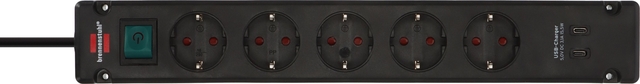 Power strip Brennenstuhl Bremounta 5-way including 2 USB C 3 meters black