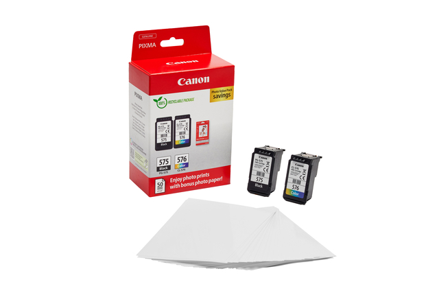 Inktcartridge Canon PG-575 CL-576 zw + kl + papier