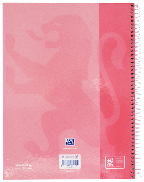 Notitieboek Oxford Classic Europeanbook A4+ 4-gaats lijn 160 pagina's roze