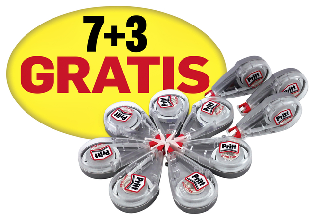 Correctietape Pritt Mini Flex 4.2mmx7m promo pack à 7+3 gratis