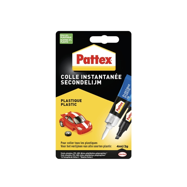 Superglue Pattex all plastic tube 2 grams on blister