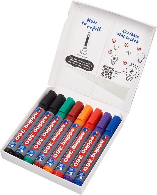 Felt-tip pen edding 360 whiteboard round 1.5-3mm assorted 8 pieces