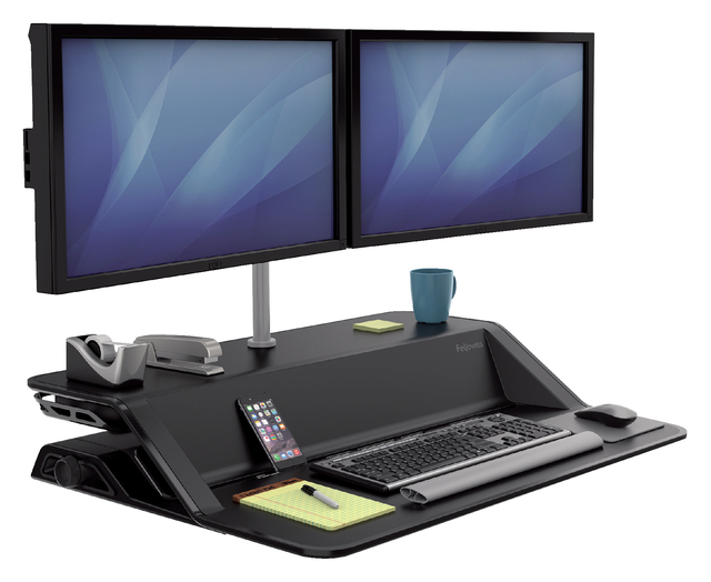 Zit-Sta monitorarm Fellowes dubbel zwart