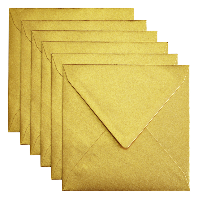 Envelop Papicolor 140x140mm metallic goud pak à 6 stuk