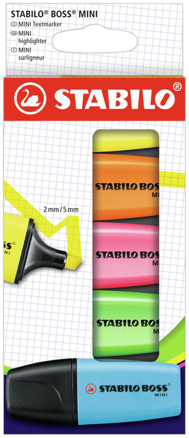 Markeerstift STABILO BOSS min assorti etui à 5 stuk